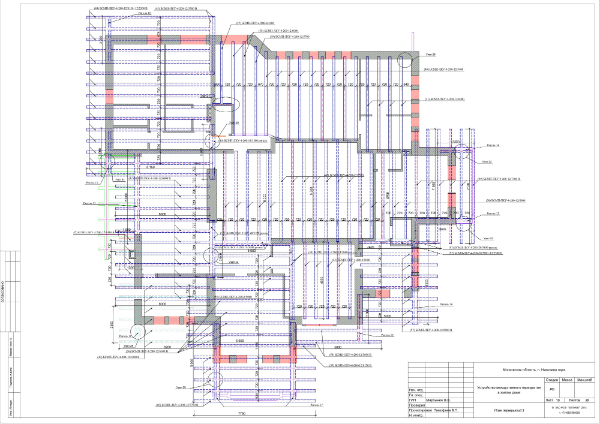 Общий план перекрытия первого этажа жилого дома