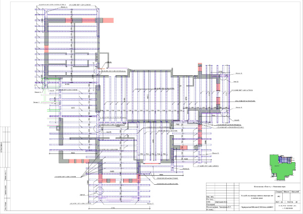 Монтажный план балок перекрытия  первого этажа жилого дома
